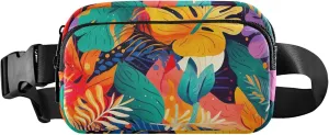 Colorful Tropical Flowers Print Waterproof Womens Fanny Pack Hip Bag Belt Purse Designer Waist Bag for Women
