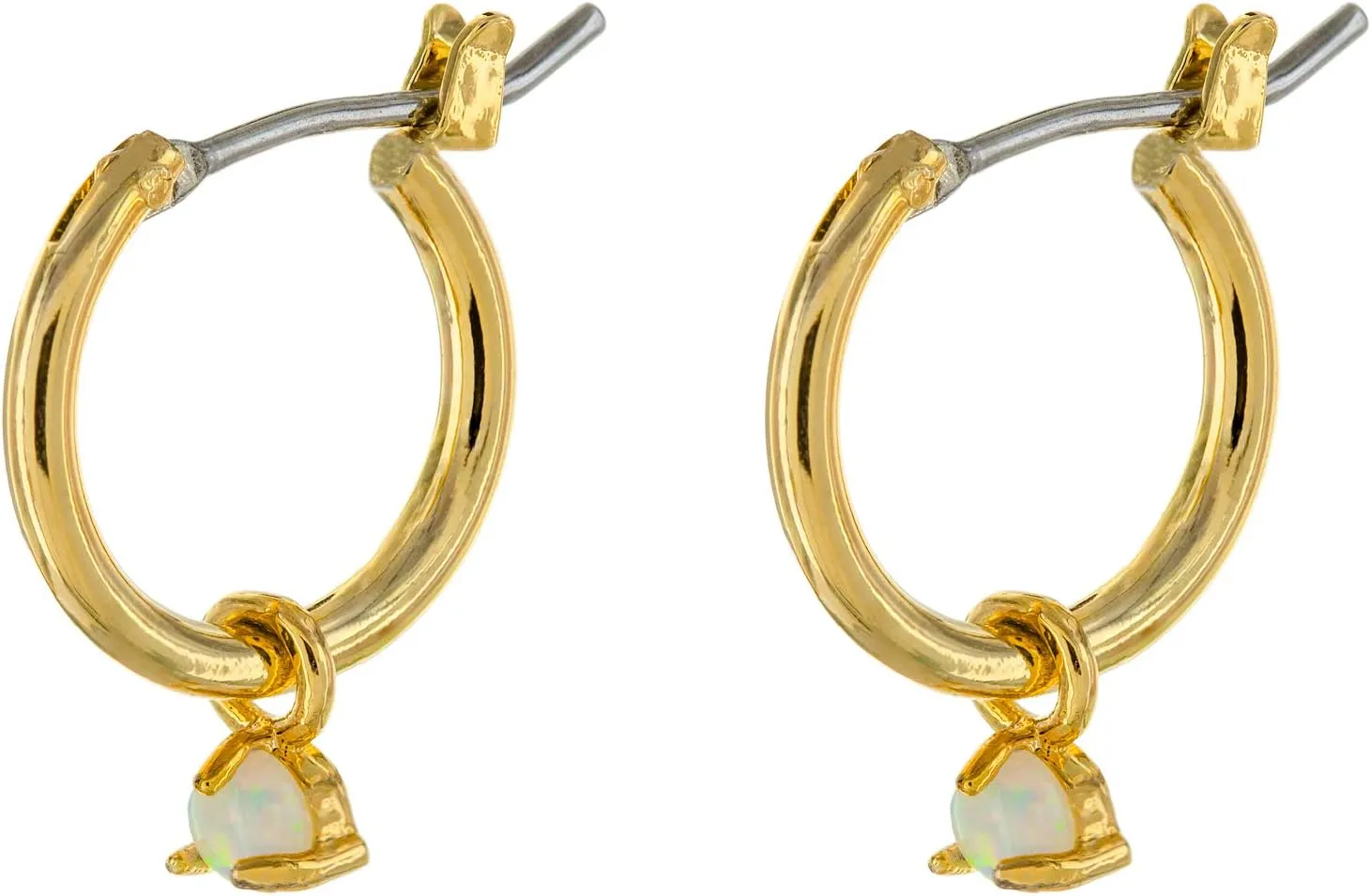 Columbus 14K Gold Plated Charm Huggie Hoop Earrings - Butterfly Earrings - Pearl Drops - Cowry Shell Dangle Earrings Heart Charm Huggies for Women