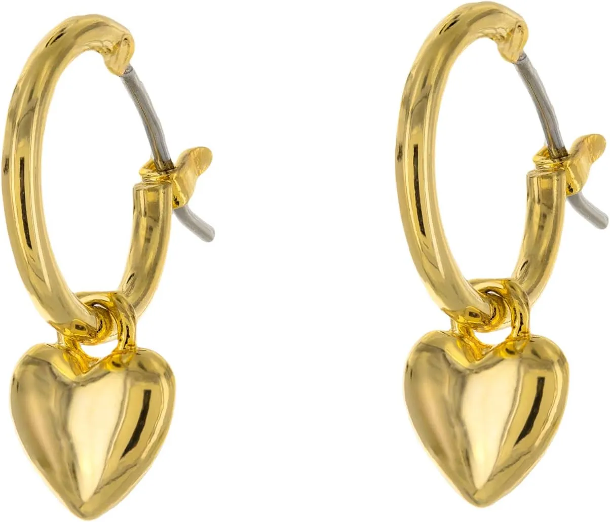 Columbus 14K Gold Plated Charm Huggie Hoop Earrings - Butterfly Earrings - Pearl Drops - Cowry Shell Dangle Earrings Heart Charm Huggies for Women