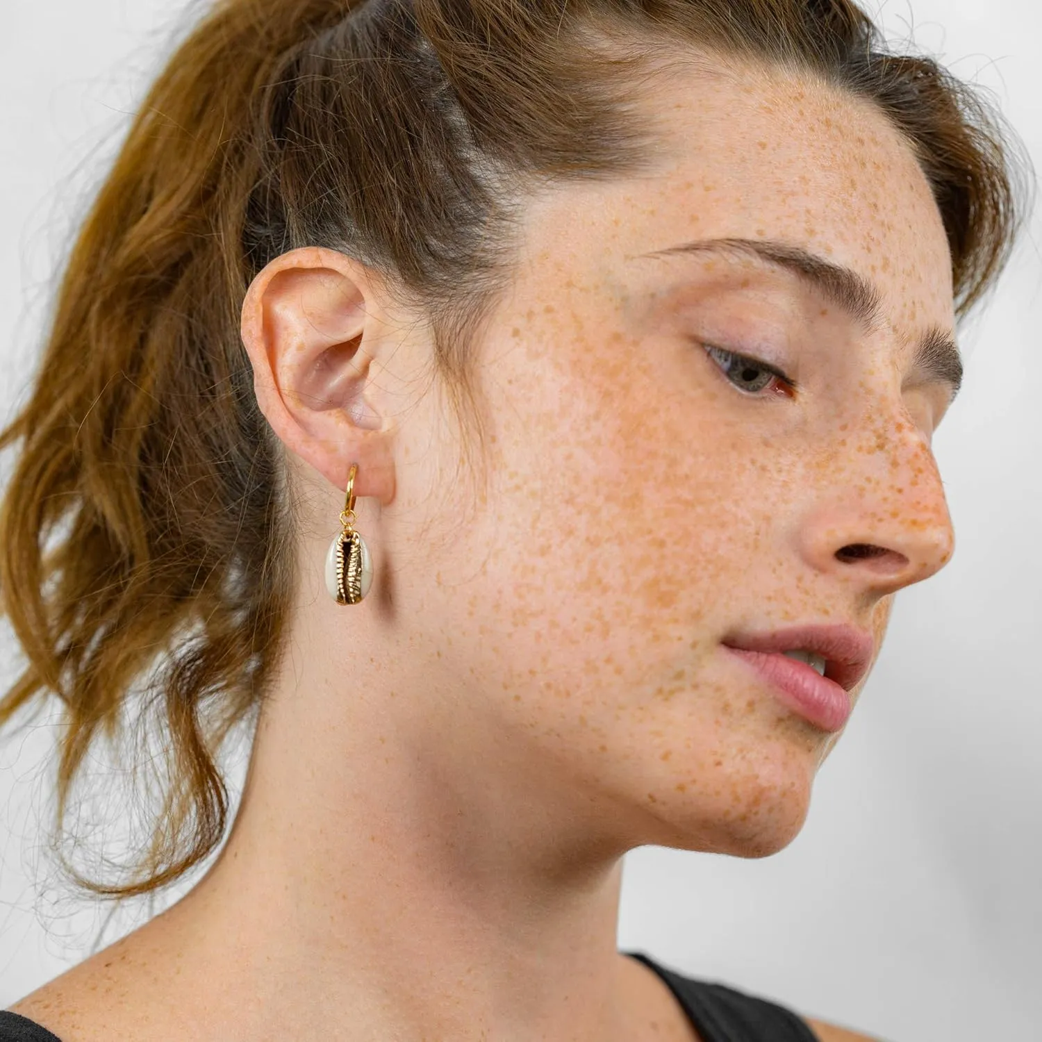 Columbus 14K Gold Plated Charm Huggie Hoop Earrings - Butterfly Earrings - Pearl Drops - Cowry Shell Dangle Earrings Heart Charm Huggies for Women