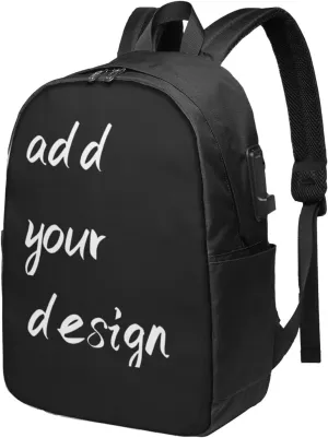 Custom Backpack Students Lightweight Bag Travel Backpack Personalized Laptop Dayback Add Your Name/Logo/Photo, Black