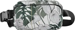 Custom Tropic Floral Green Palm Waterproof Women Fanny Pack Hip Pouch Belt Bag Fashion Travel Waist Pouch