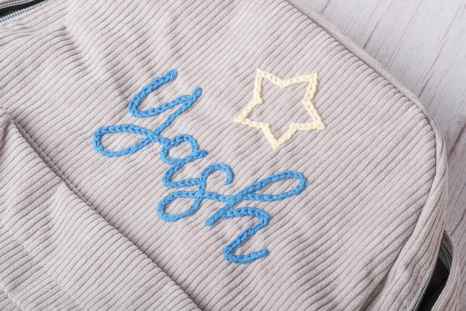 Customizable Corduroy Backpack with Name Embroidery - Lightweight, Perfect for School Trips and Laptop Carrying (Green)