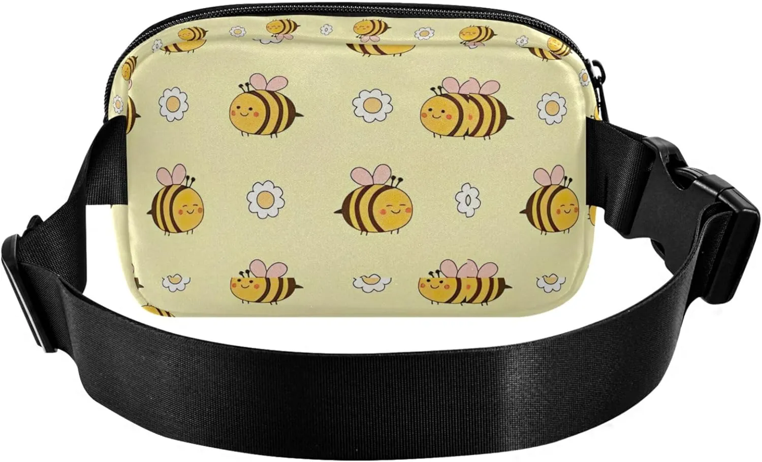 Cute Bee Flower Yellow Womens Fanny Pack Waterproof Belt Bag Hip Pack Cute Waist Purse for Women