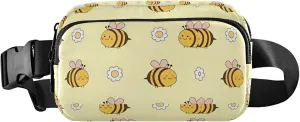 Cute Bee Flower Yellow Womens Fanny Pack Waterproof Belt Bag Hip Pack Cute Waist Purse for Women