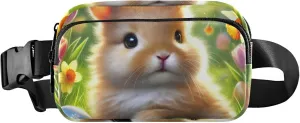 Cute Bunny Green Meadow Women Fanny Packs Trendy Hip Bag Belt Purse Waterproof Cross Body Waist Purse