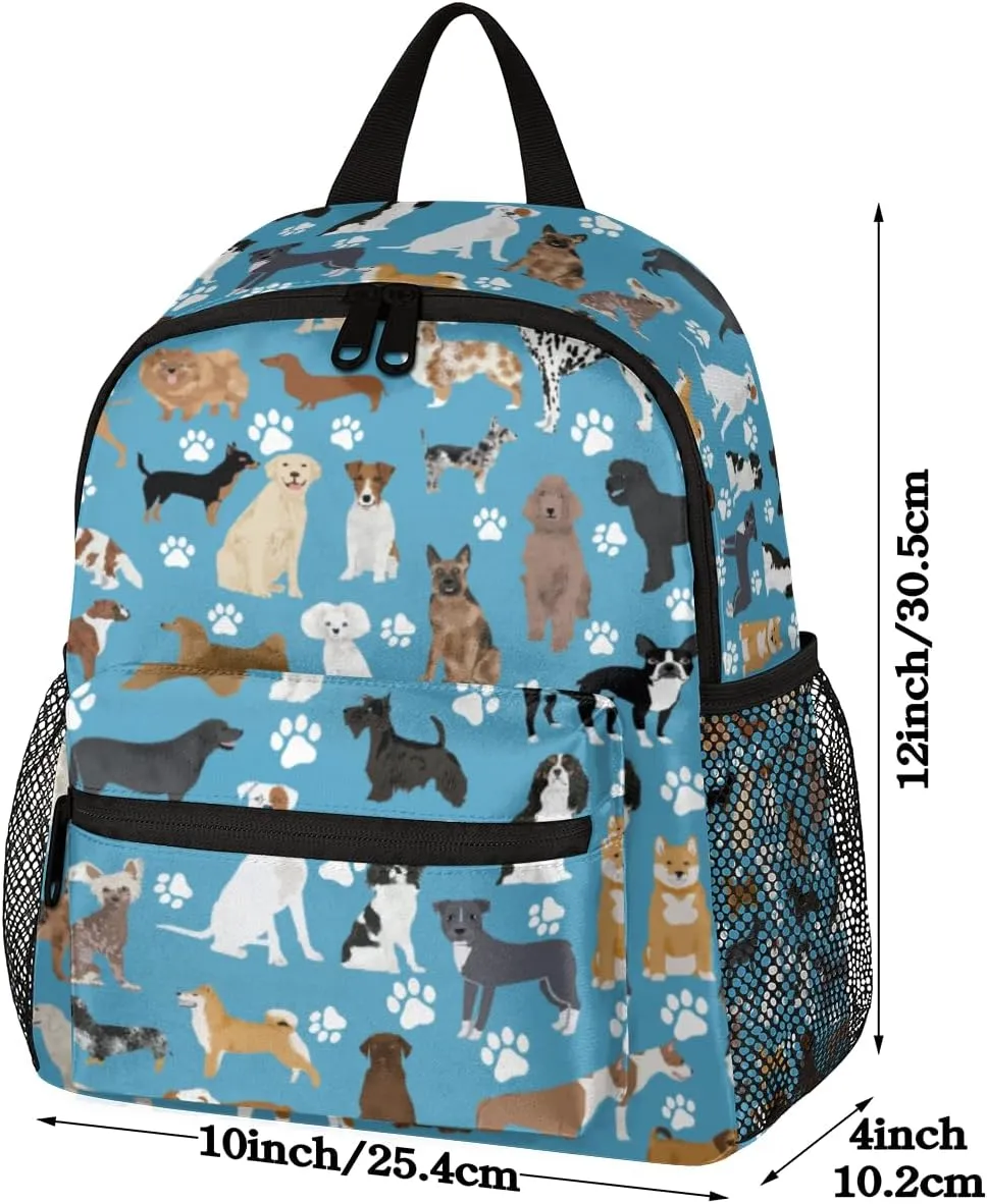 Cute Dog Cat School Backpacks for Girls Boys Teens, Kindergarten Elementary Kids Toddler Bookbag Mochilas Escolares Para Nias 12in Mini Preschool Cute Animal Paw Prints Travel Backpack