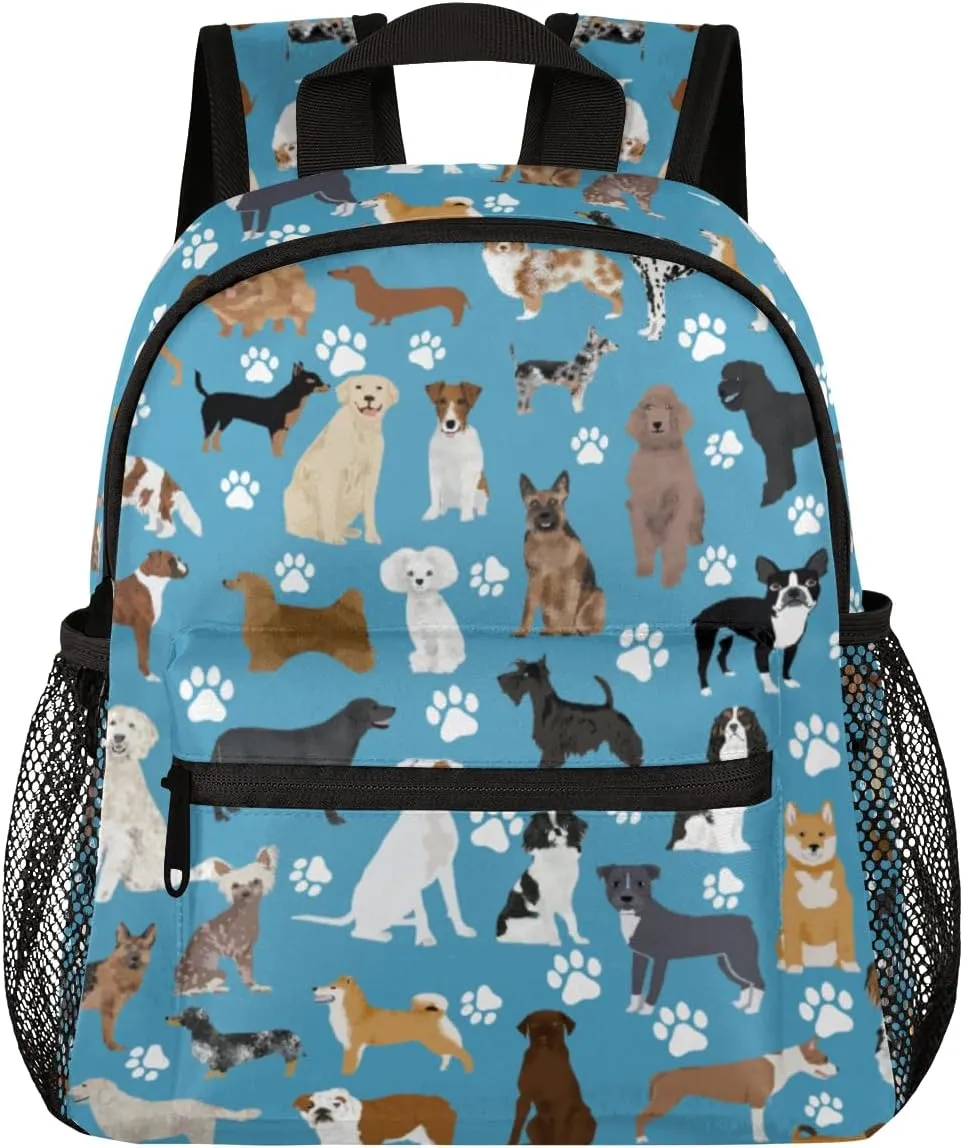 Cute Dog Cat School Backpacks for Girls Boys Teens, Kindergarten Elementary Kids Toddler Bookbag Mochilas Escolares Para Nias 12in Mini Preschool Cute Animal Paw Prints Travel Backpack