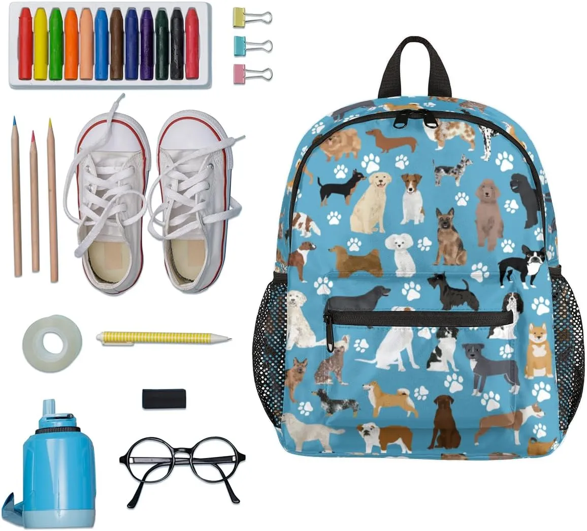 Cute Dog Cat School Backpacks for Girls Boys Teens, Kindergarten Elementary Kids Toddler Bookbag Mochilas Escolares Para Nias 12in Mini Preschool Cute Animal Paw Prints Travel Backpack