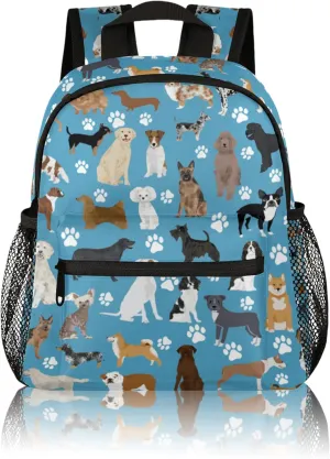Cute Dog Cat School Backpacks for Girls Boys Teens, Kindergarten Elementary Kids Toddler Bookbag Mochilas Escolares Para Nias 12in Mini Preschool Cute Animal Paw Prints Travel Backpack