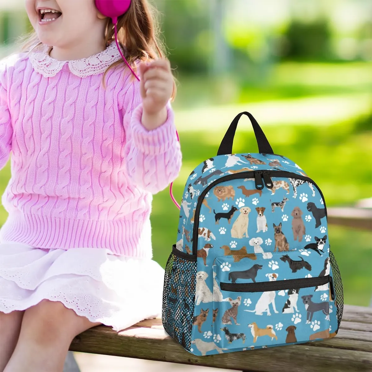 Cute Dog Cat School Backpacks for Girls Boys Teens, Kindergarten Elementary Kids Toddler Bookbag Mochilas Escolares Para Nias 12in Mini Preschool Cute Animal Paw Prints Travel Backpack