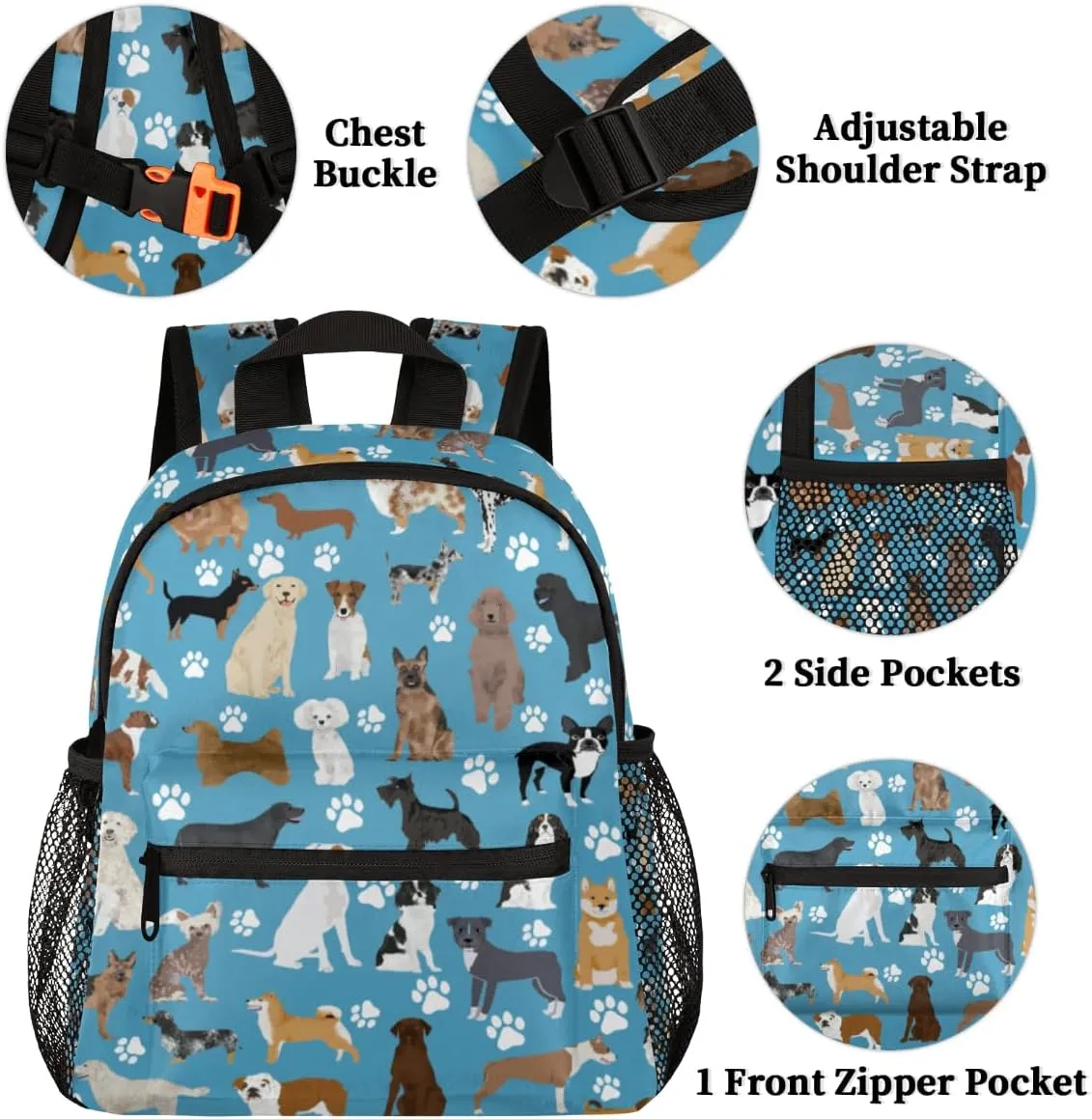 Cute Dog Cat School Backpacks for Girls Boys Teens, Kindergarten Elementary Kids Toddler Bookbag Mochilas Escolares Para Nias 12in Mini Preschool Cute Animal Paw Prints Travel Backpack