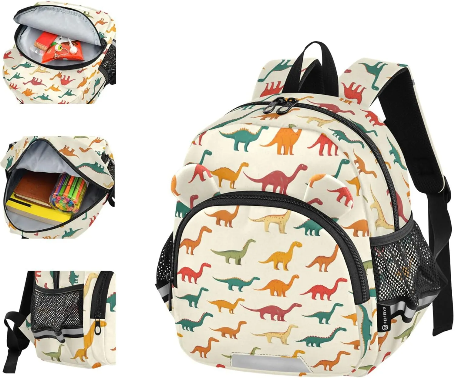 Cute Ears Cute Kid Backpack Leash Boy's/Girl's Anti-Lost Personalized Bookbag Decorations with Reflective Strip S Cartoon Dinosaur Brachiosaurus
