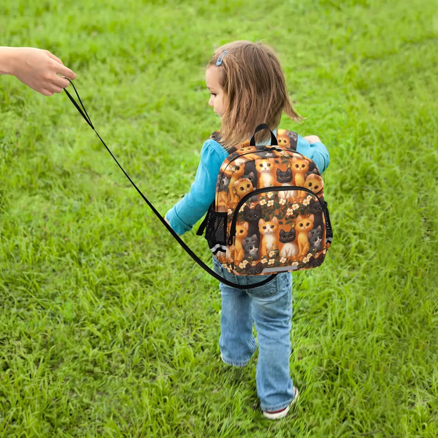 Cute Ears Kids School Backpack Leash Boy's/Girl's Anti-Lost Personalized Toddler Toy Bag with Reflective Strip S Cute Abyssinian Cats Orange