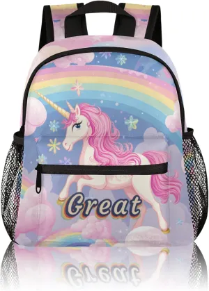 Cute Unicorn School Backpacks for Girls Teens,Pink Kindergarten Elementary Kids Toddler Bookbag Mochilas Escolares Para Nias 12in Mini Preschool Cartoon Rainbow Travel Backpack