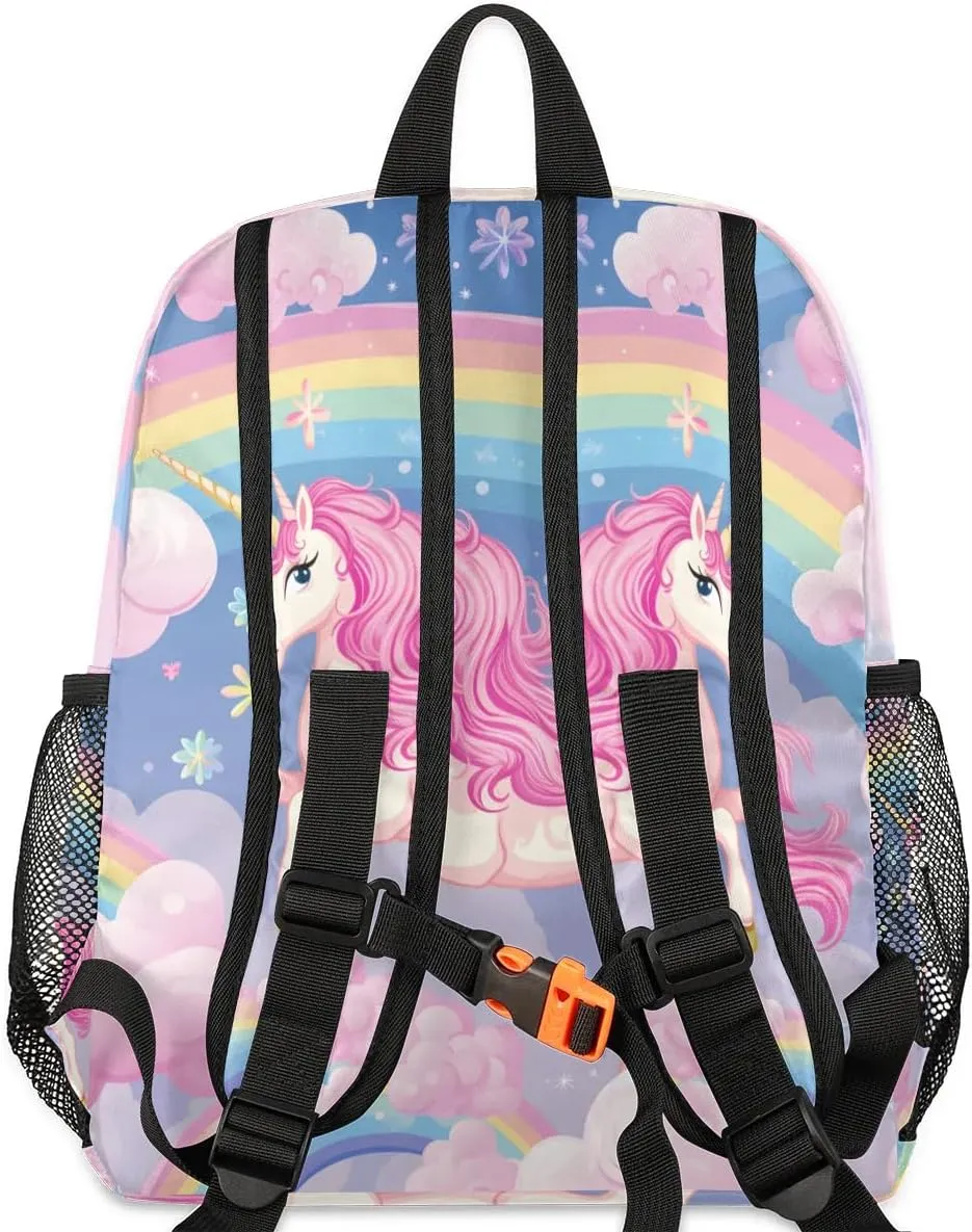 Cute Unicorn School Backpacks for Girls Teens,Pink Kindergarten Elementary Kids Toddler Bookbag Mochilas Escolares Para Nias 12in Mini Preschool Cartoon Rainbow Travel Backpack