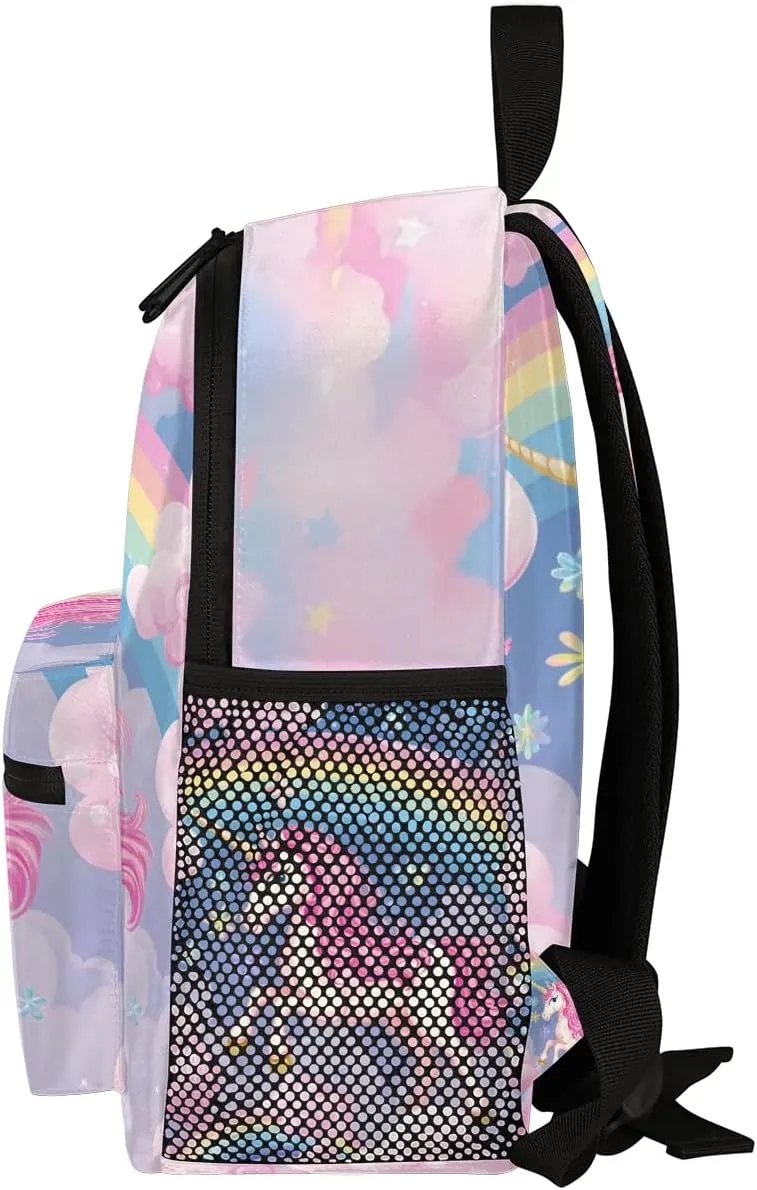 Cute Unicorn School Backpacks for Girls Teens,Pink Kindergarten Elementary Kids Toddler Bookbag Mochilas Escolares Para Nias 12in Mini Preschool Cartoon Rainbow Travel Backpack