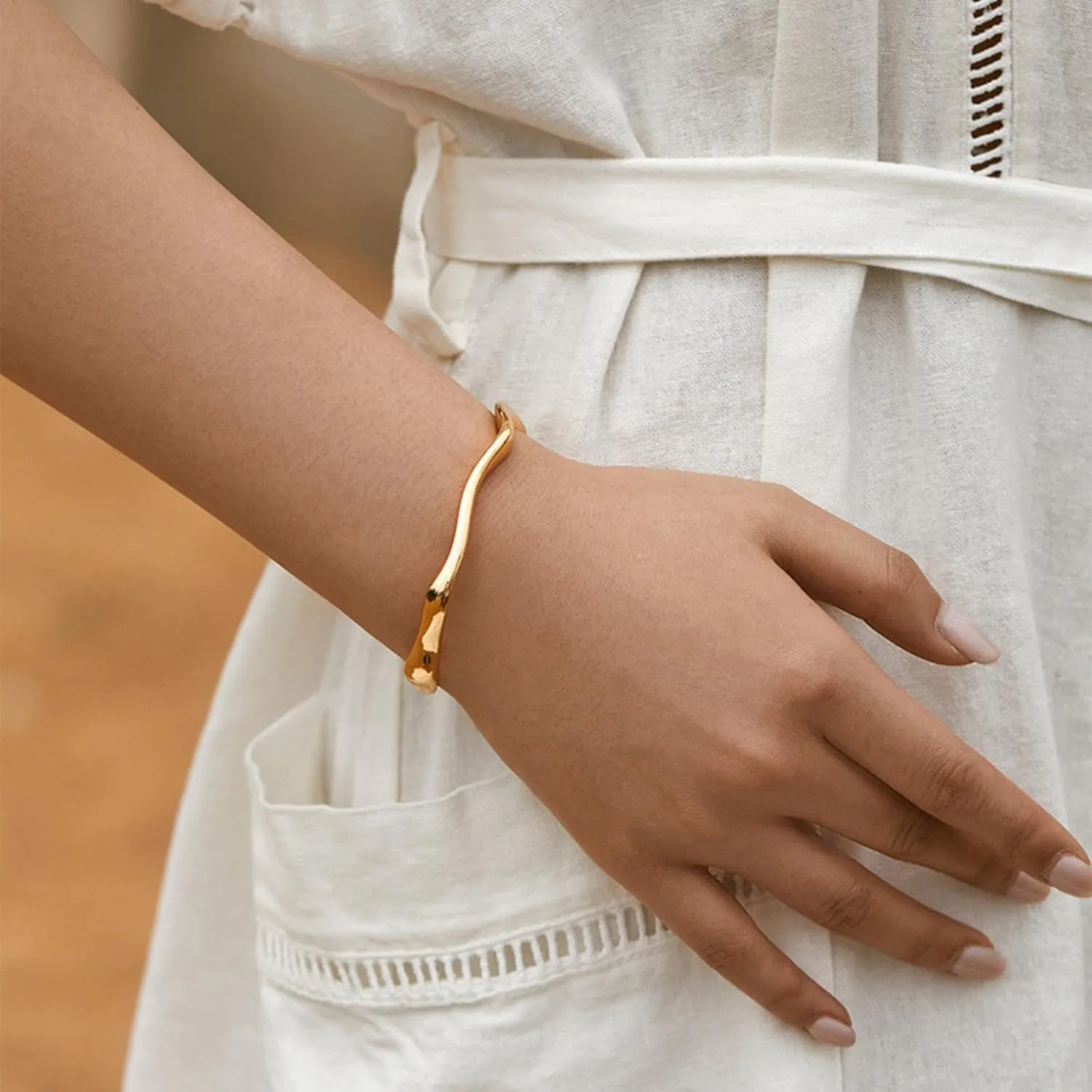 Dainty18K Gold Bangle Bracelets for Women Teens Trendy Chunky Adjustable Twist Cuff Bracelet Jewelry Gifts