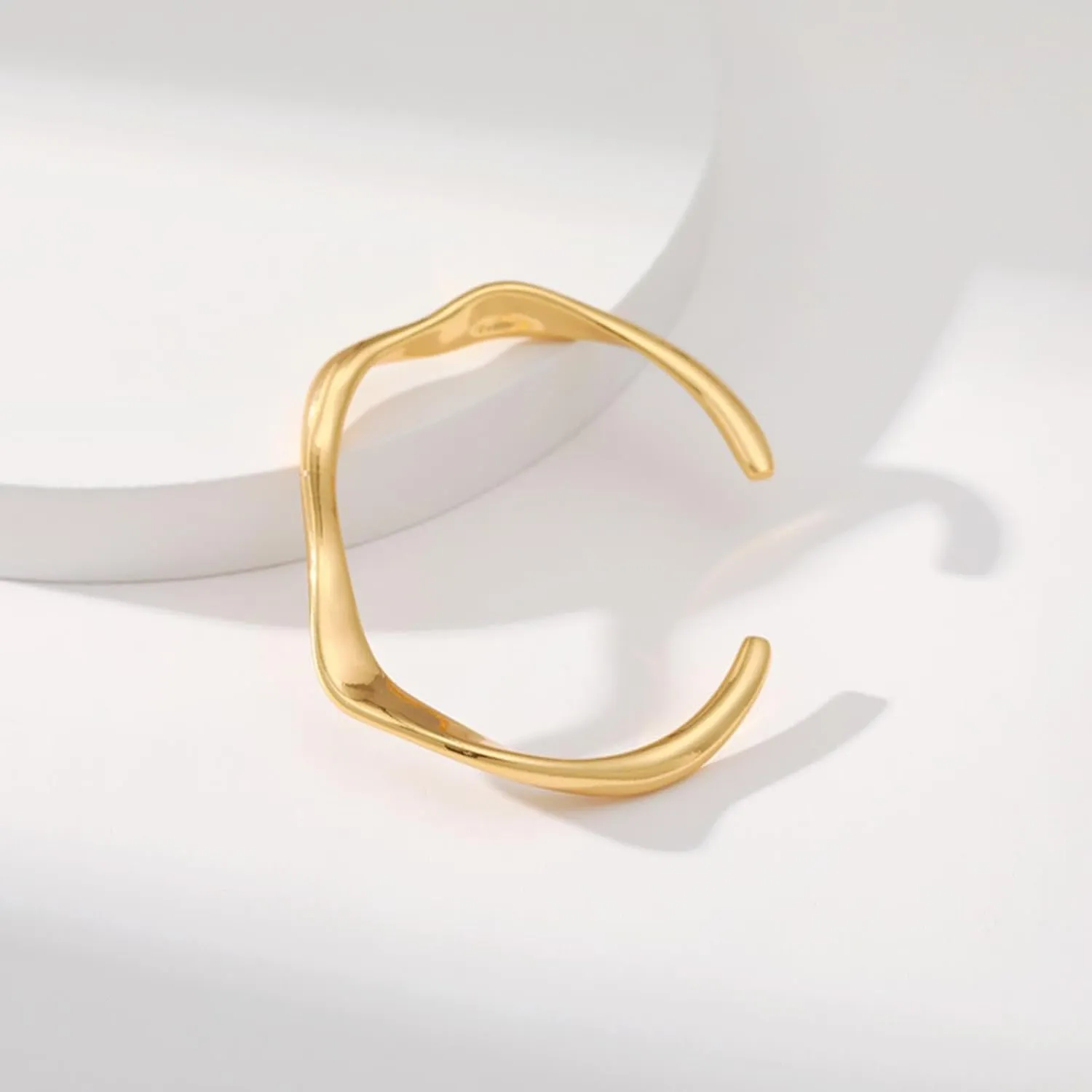 Dainty18K Gold Bangle Bracelets for Women Teens Trendy Chunky Adjustable Twist Cuff Bracelet Jewelry Gifts