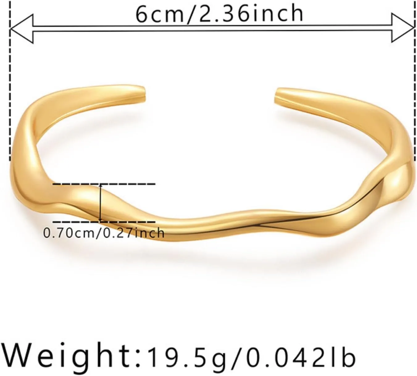 Dainty18K Gold Bangle Bracelets for Women Teens Trendy Chunky Adjustable Twist Cuff Bracelet Jewelry Gifts