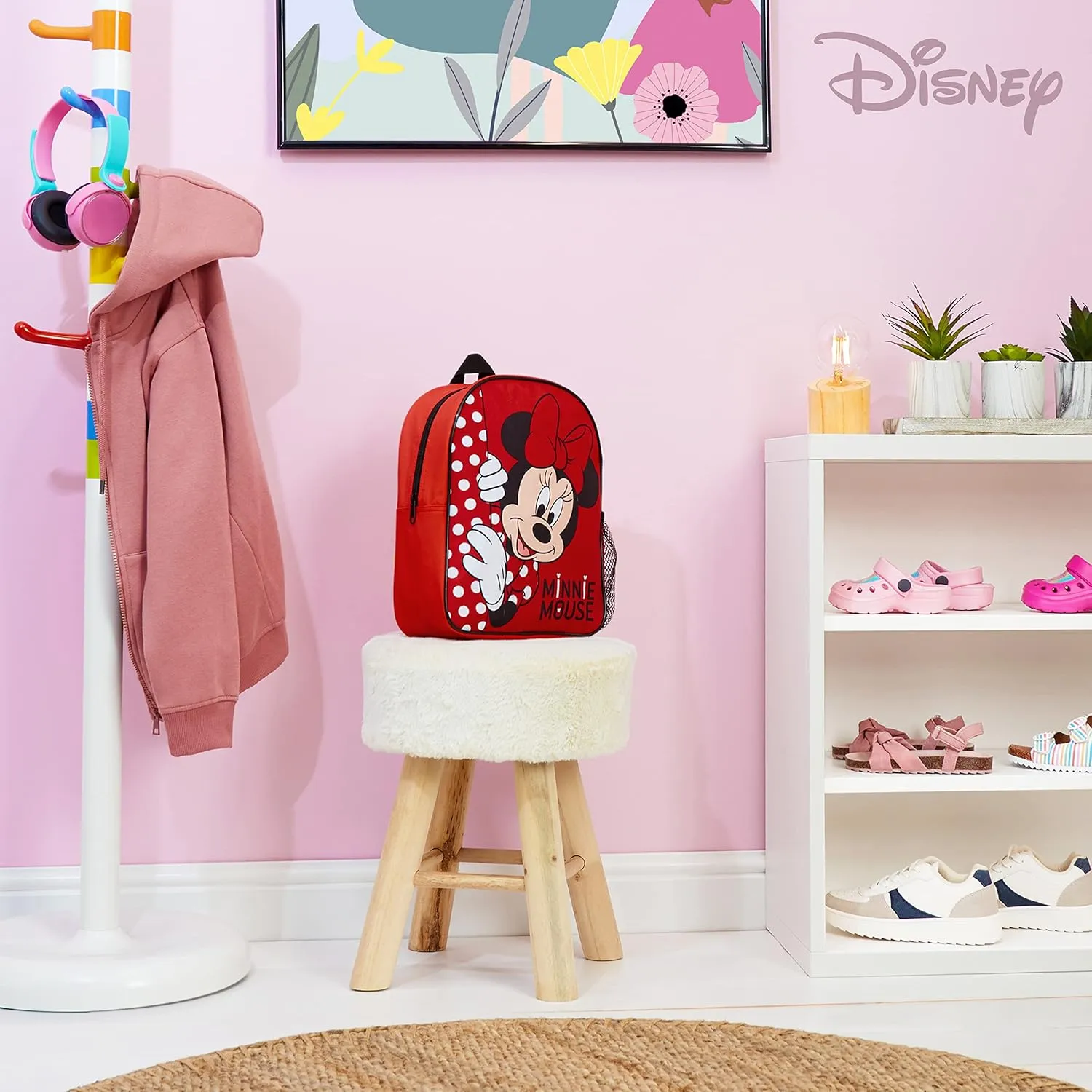Disney Travel Backpack for Kids Toddlers Girls Backpack with Water Bottle Pocket Nursery Preschool Holidays Girls Gifts (Red Minnie)