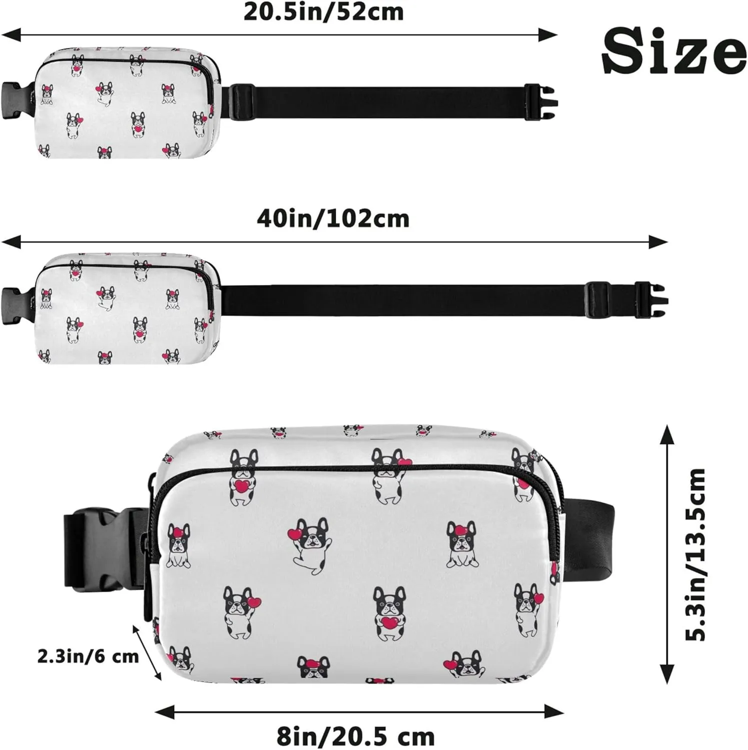 Dog French Bulldog Cute Women Fanny Packs Waterproof Hip Bag Belt Purse Cute Waist Pouch for Women