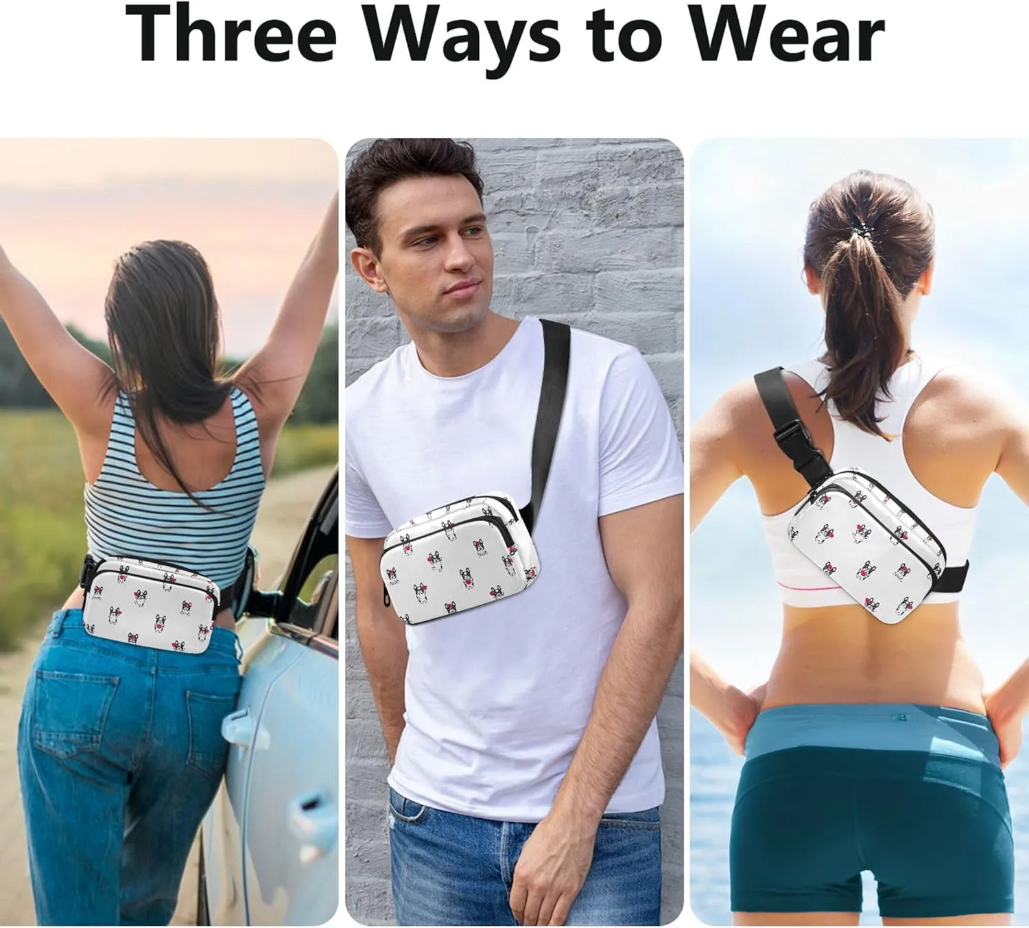 Dog French Bulldog Cute Women Fanny Packs Waterproof Hip Bag Belt Purse Cute Waist Pouch for Women