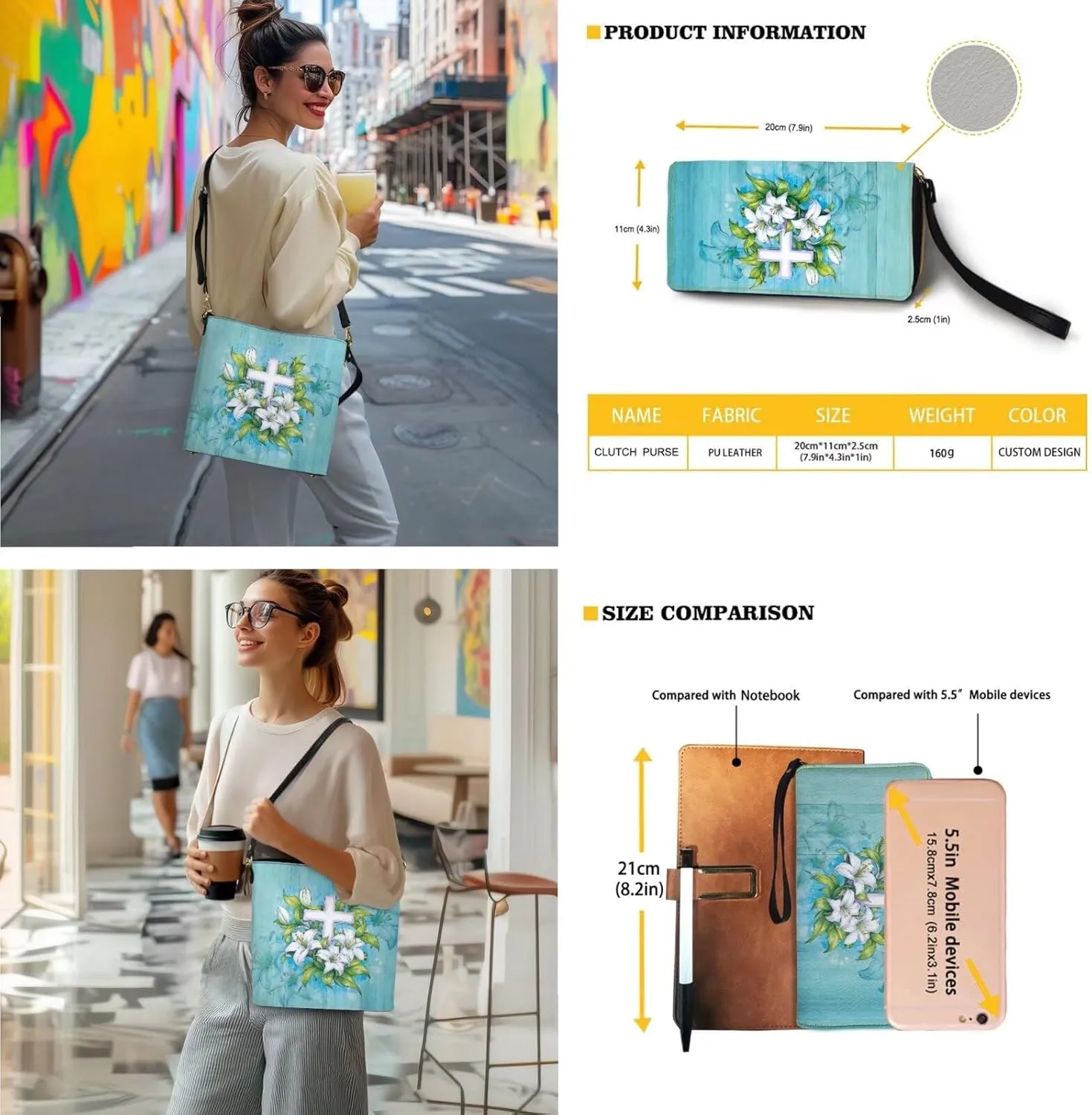 Easter Pattern Leather Purse and Wallet Set, Large Bucket Tote Bag Wallet with Adjustable Strap