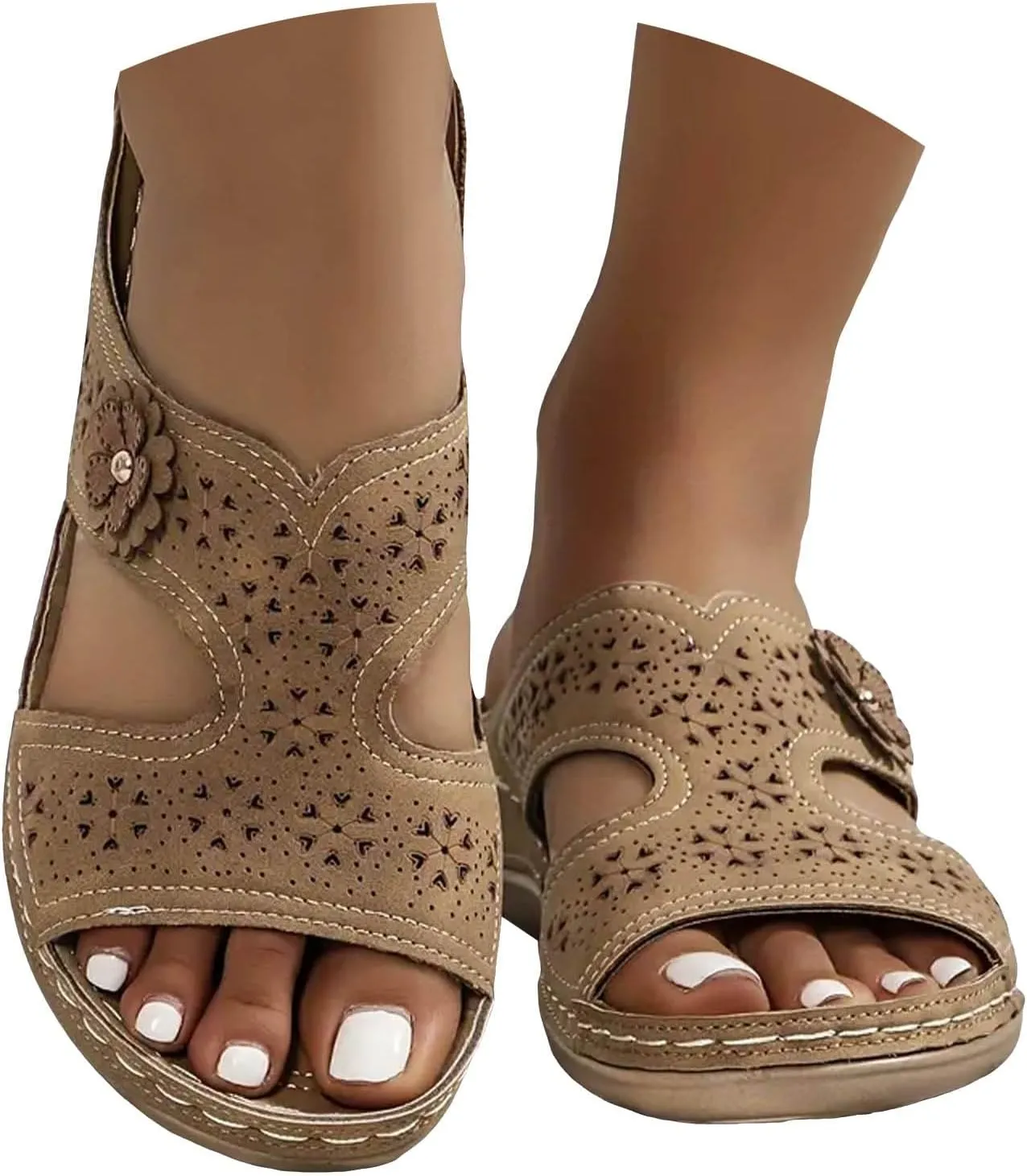 Eduavar Sandals for Women 2025 Orthopedic Slide Sandals Orthotic Comfortable Walking Non-Slip Sole Shoes with Arch Support