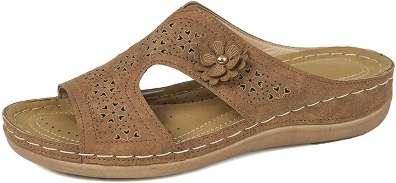 Eduavar Sandals for Women 2025 Orthopedic Slide Sandals Orthotic Comfortable Walking Non-Slip Sole Shoes with Arch Support
