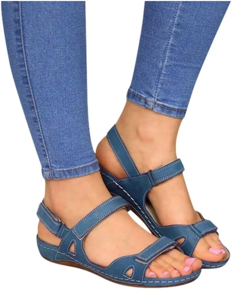 Eduavar Sandals Women Dressy Summer Flat, Womens Sandals Flat Comfort Sandals Breathable Open Toe Sandals Outdoor Sandals