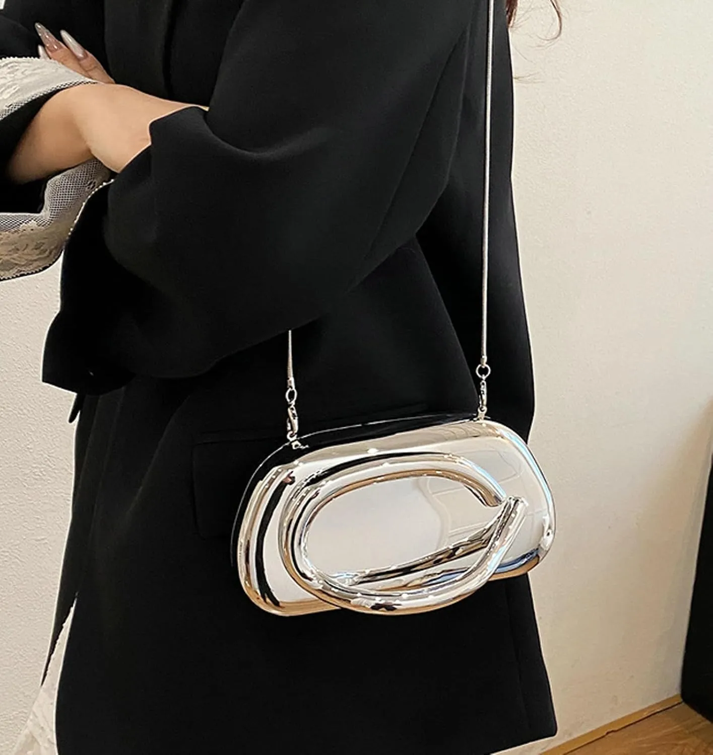 Elegant Women Glossy Acrylic Clutch Bag Glossy Chain Crossbody Dinner Shoulder Handbag Weddings Evening Purse