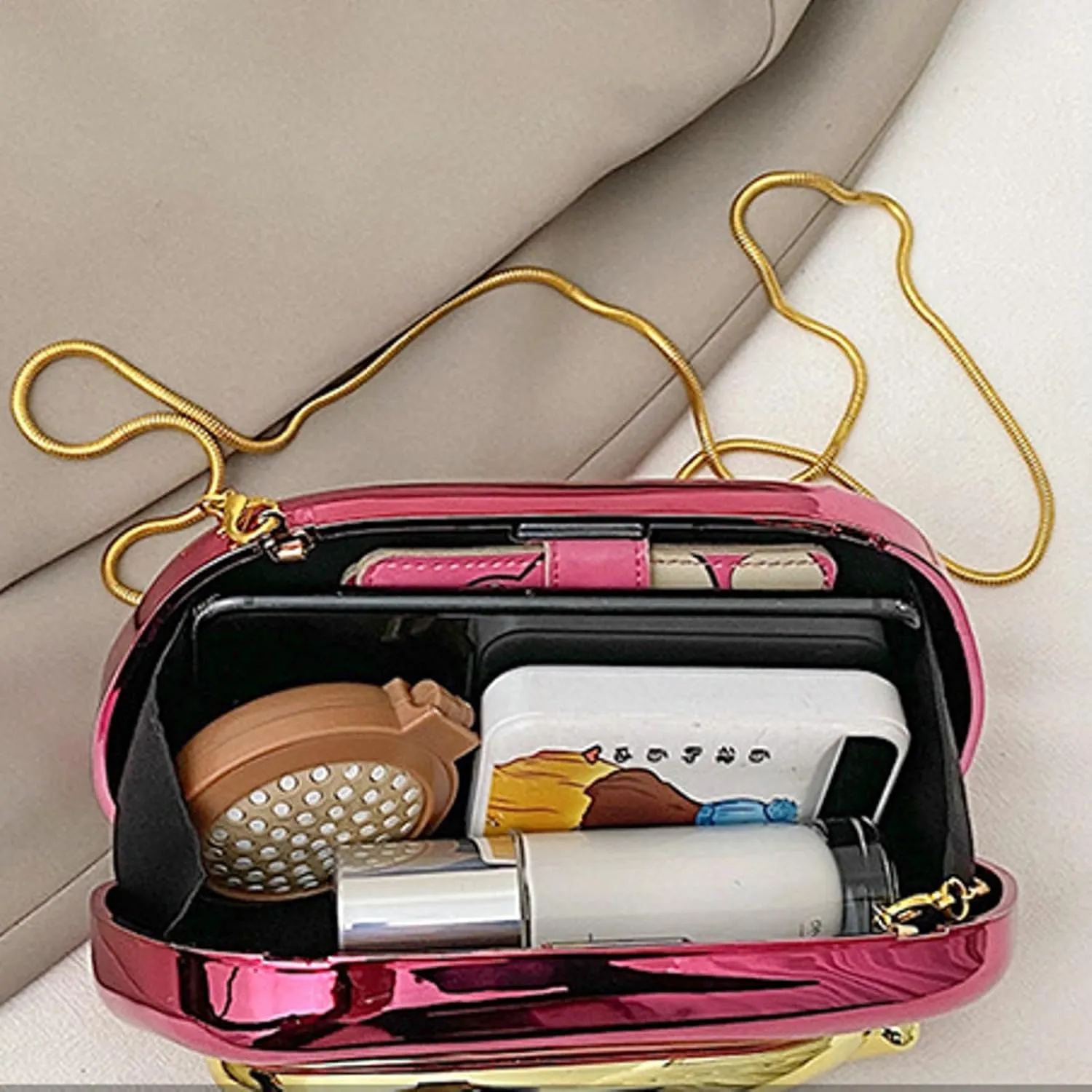 Elegant Women Glossy Acrylic Clutch Bag Glossy Chain Crossbody Dinner Shoulder Handbag Weddings Evening Purse