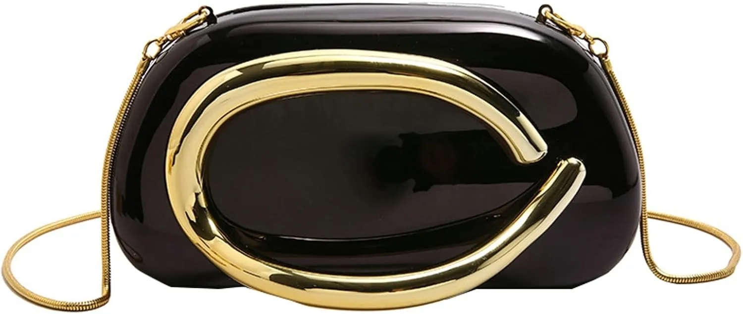 Elegant Women Glossy Acrylic Clutch Bag Glossy Chain Crossbody Dinner Shoulder Handbag Weddings Evening Purse