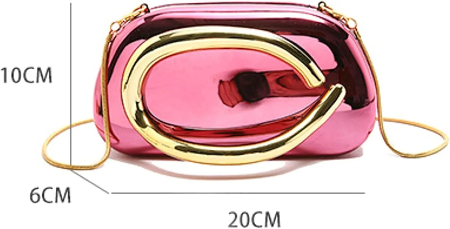 Elegant Women Glossy Acrylic Clutch Bag Glossy Chain Crossbody Dinner Shoulder Handbag Weddings Evening Purse