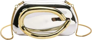 Elegant Women Glossy Acrylic Clutch Bag Glossy Chain Crossbody Dinner Shoulder Handbag Weddings Evening Purse