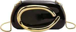Elegant Women Glossy Acrylic Clutch Bag Glossy Chain Crossbody Dinner Shoulder Handbag Weddings Evening Purse