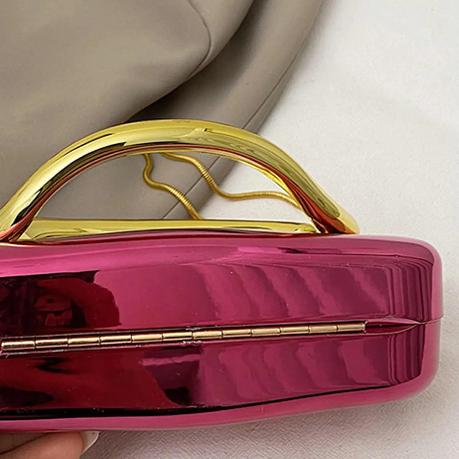 Elegant Women Glossy Acrylic Clutch Bag Glossy Chain Crossbody Dinner Shoulder Handbag Weddings Evening Purse