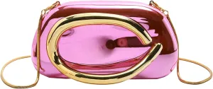 Elegant Women Glossy Acrylic Clutch Bag Glossy Chain Crossbody Dinner Shoulder Handbag Weddings Evening Purse