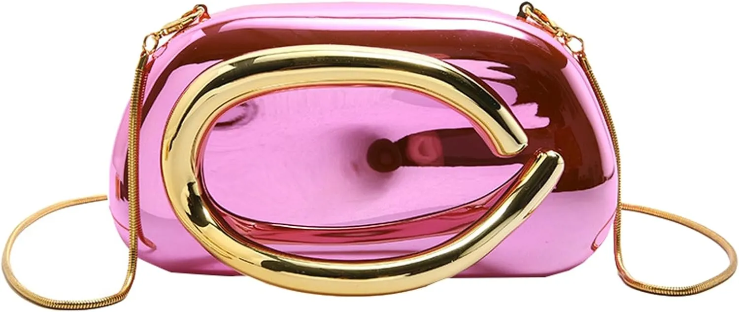 Elegant Women Glossy Acrylic Clutch Bag Glossy Chain Crossbody Dinner Shoulder Handbag Weddings Evening Purse