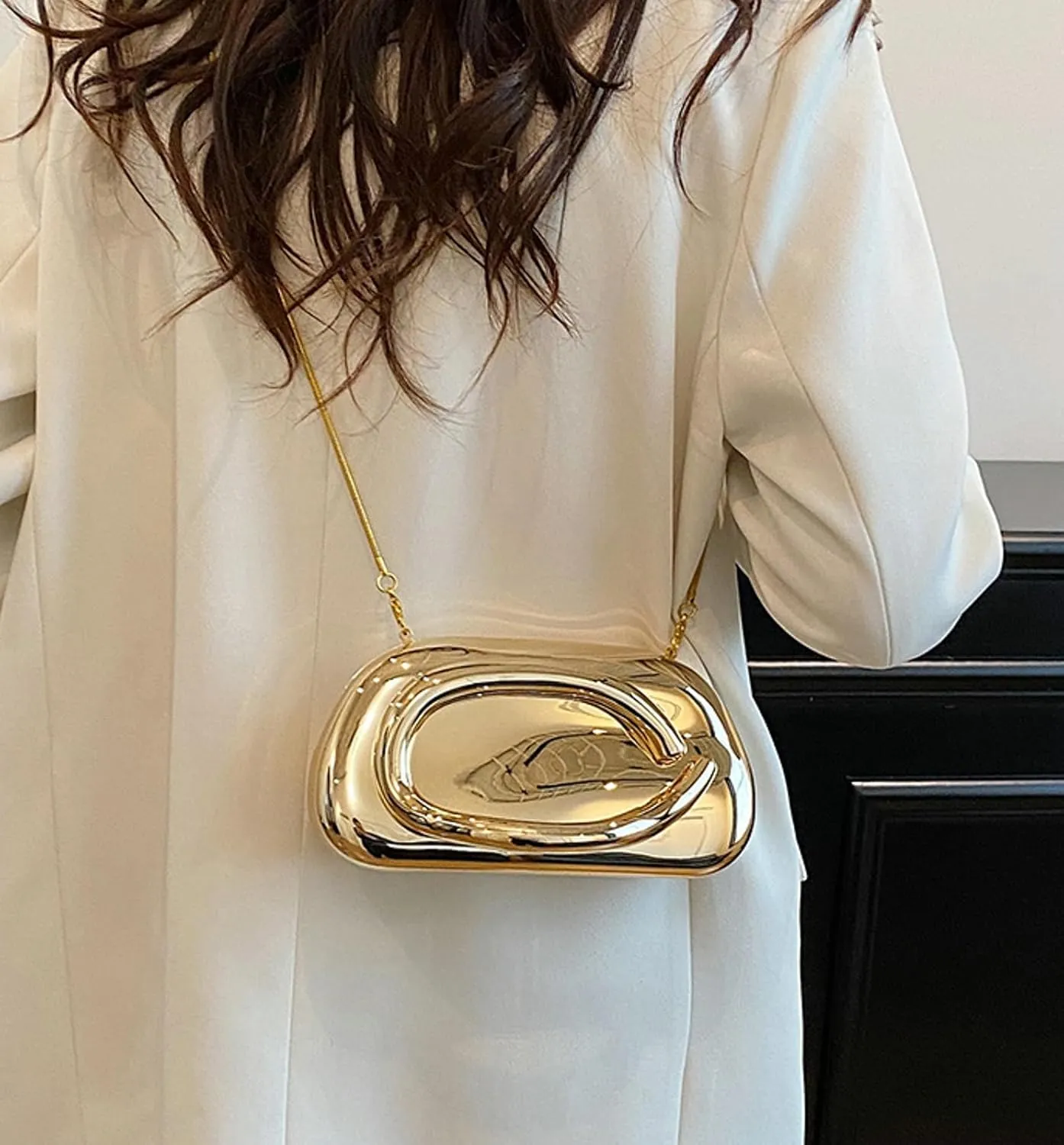 Elegant Women Glossy Acrylic Clutch Bag Glossy Chain Crossbody Dinner Shoulder Handbag Weddings Evening Purse