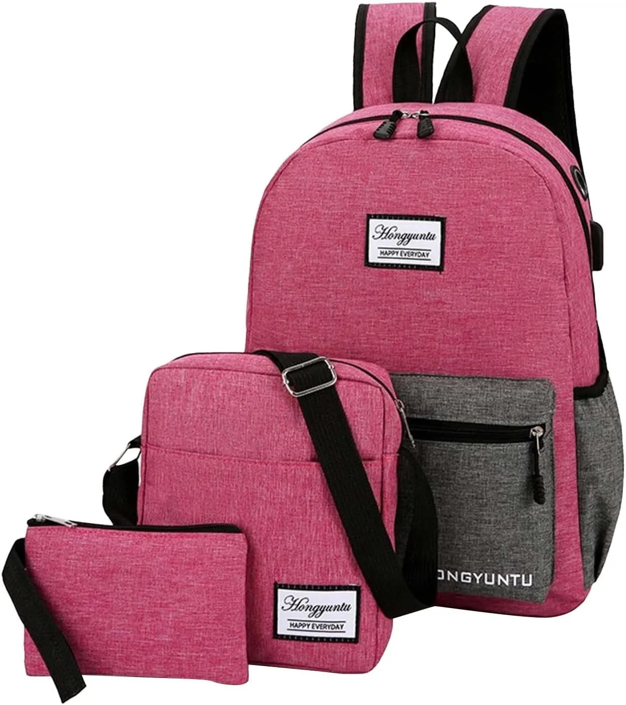 Fashion Cloth Canvas Backpack for Women Letter Purse Mobile Phone Messenger Bags School Backpack for Teen Girls(One Size)