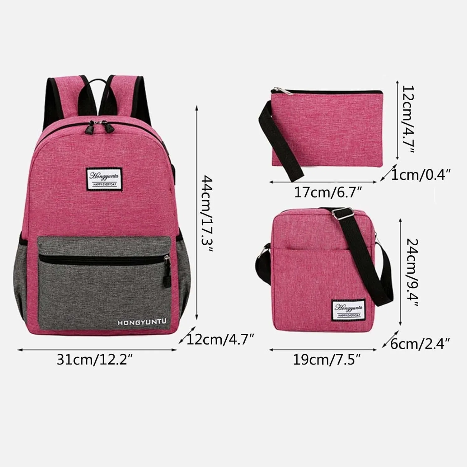 Fashion Cloth Canvas Backpack for Women Letter Purse Mobile Phone Messenger Bags School Backpack for Teen Girls(One Size)