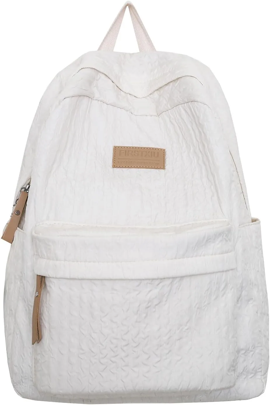 Fashion Cloth Canvas Backpack for Women Waterproof Nylon Anti-Theft Rucksack Fashion Bags for Travel Work Gift(White)