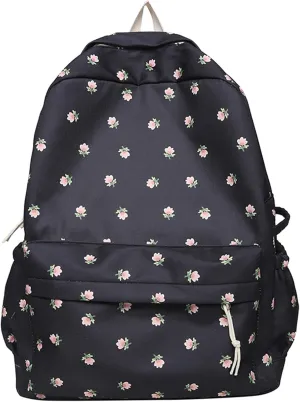 Fashion Cloth Canvas Backpack for Women Waterproof Nylon Anti-Theft Rucksack Fashion Faux Work Travel Handbags(Black)