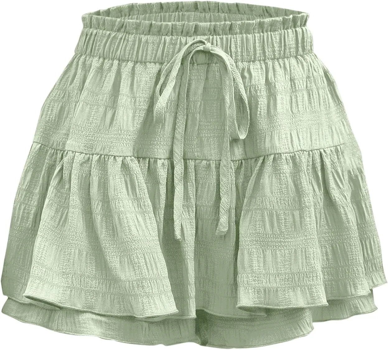 Fashion Paperbag Ruffle Flowy Skorts for Women Summer Swing Skirts with Built-in Shorts Beach Holiday Outfits
