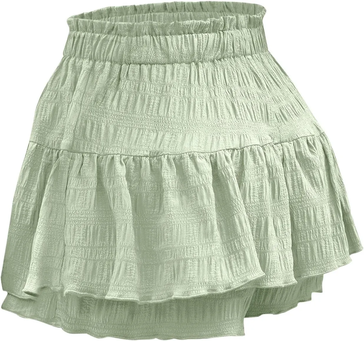 Fashion Paperbag Ruffle Flowy Skorts for Women Summer Swing Skirts with Built-in Shorts Beach Holiday Outfits