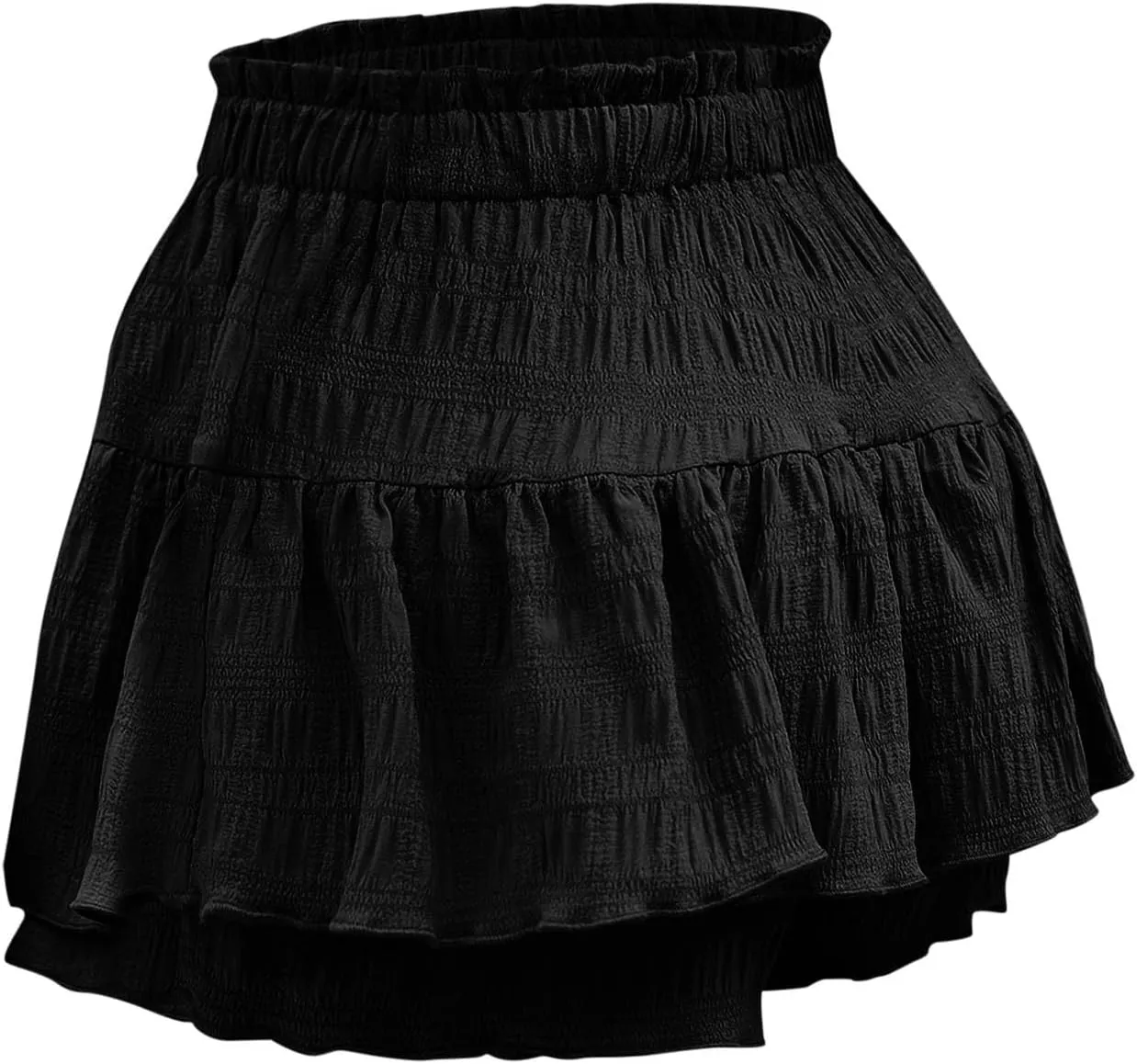 Fashion Paperbag Ruffle Flowy Skorts for Women Summer Swing Skirts with Built-in Shorts Beach Holiday Outfits