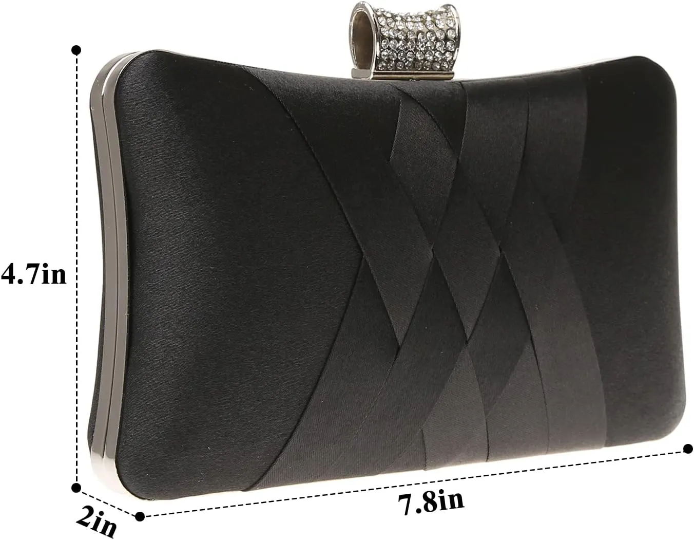 Fashion Womens Jane Satin Diamante Clutch Rhinestone Evening Bridal Prom Party Handbag Crossbody Purse Chain Bag
