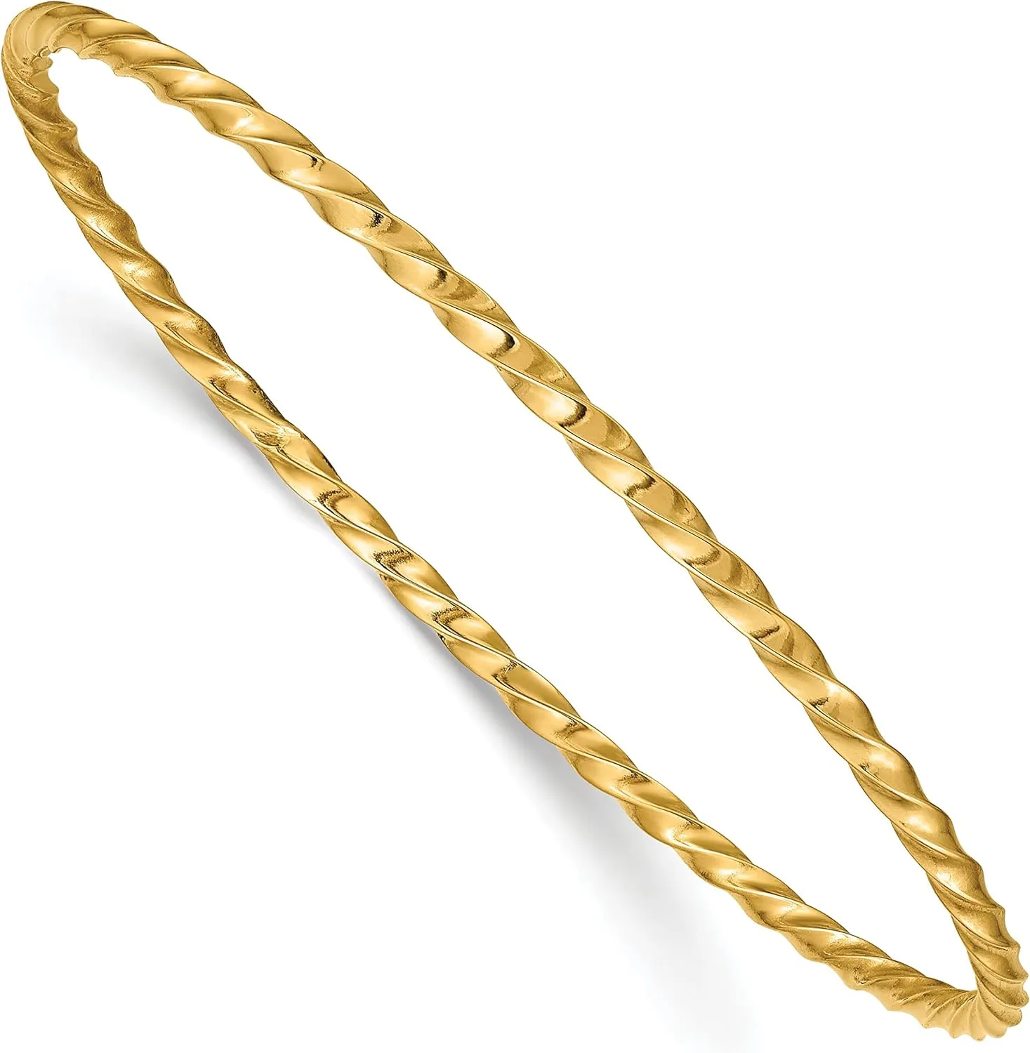 FindingKing 14K Gold 2.50mm Twist Slip On Bangle Bracelet Jewelry